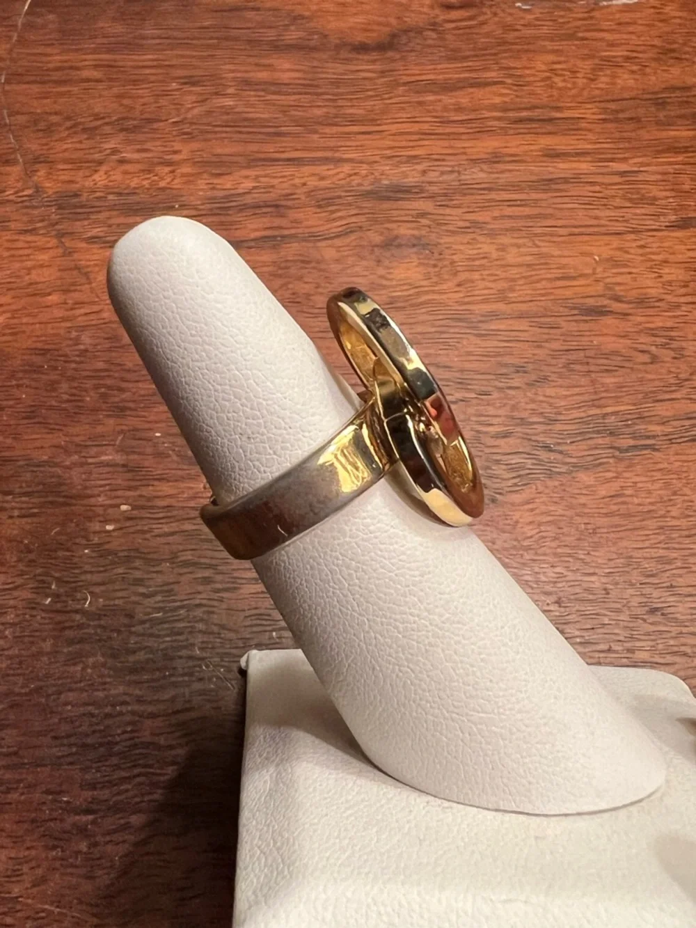 Vintage Napier Gold Tone Double Circle Ring Adjustable Size 6